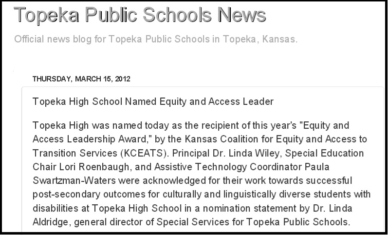 news release as published on the Topeka Public Schools website